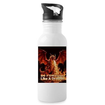 Stark Wie Ein Drache Feuersturm - Trinkflasche mit integriertem Trinkhalm - Weiß - Rechts
