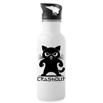 Crashout Cat – Angry Cat Trend Design - Water bottle with straw - white - Right