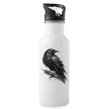 Raven Sketch Gothic Graphic - Water bottle with straw - white - Right