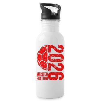 Handball Champion Shirt 2026, Red, red edition - Water bottle with straw - white - Right