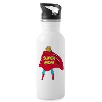 Super Mom! Customizable - Water bottle with straw - white - Right