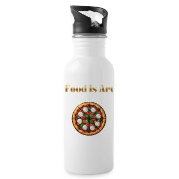 Food Is Art ... Pizza Margherita - Water bottle with straw - white - Right