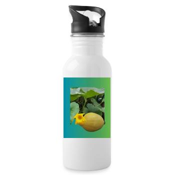 Yellow zucchini with blossom - Water bottle with straw - white - Right