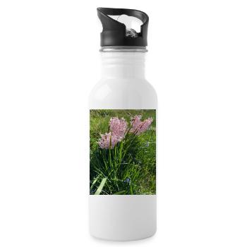 Hyacinth Rose Garden Pattern - Water bottle with straw - white - Right