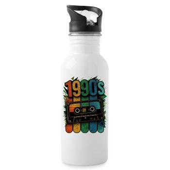 1990s Cassette Neon Splash - Water bottle with straw - white - Right