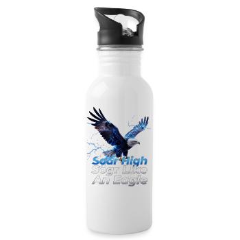 Blue eagle flight with lightning power - Water bottle with straw - white - Right