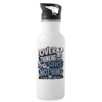 Overthinking Solves Nothing Robot Tee - Water bottle with straw - white - Right