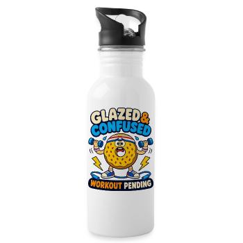 Glazed & Confused Workout Pending - Water bottle with straw - white - Right