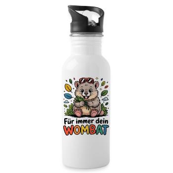 Wombat Spruch - Trinkflasche mit integriertem Trinkhalm - Weiß - Rechts
