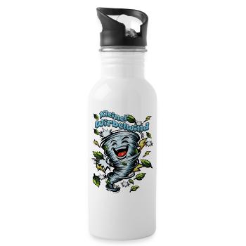 Kleiner Wirbelwind Lachender Tornado - Trinkflasche mit integriertem Trinkhalm - Weiß - Rechts