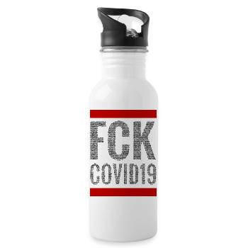 FCK COVID19 (dark) - Trinkflasche mit integriertem Trinkhalm - Weiß - Rechts