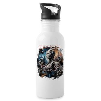  Cyberpunk Cyborg Robot Dystopia Error - Water bottle with straw - white - Right
