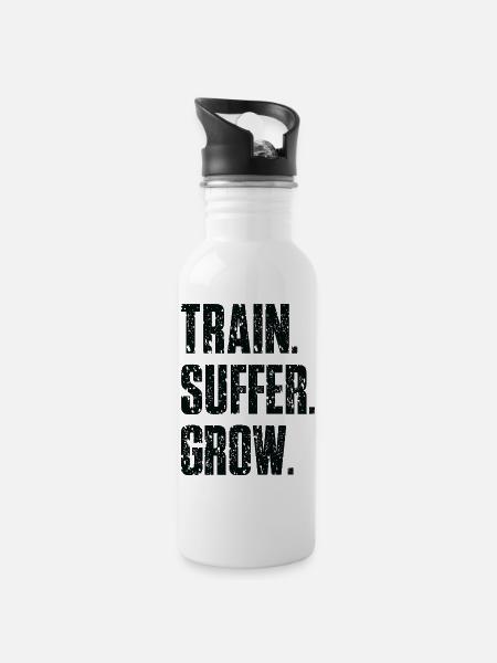 Train Suffer Grow Grunge Motto - Black - Trinkflasche mit integriertem Trinkhalm - Weiß