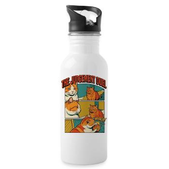 Drôle de bande dessinée du duel des chats orange - Gourde avec paille intégrée - blanc - Droite