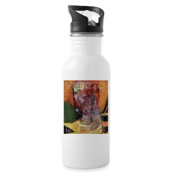 Puerto Rico 1987 Retro Collage - Water bottle with straw - white - Right
