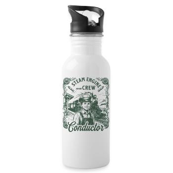 Steam Railway Engineer Conductor Vintage - Water bottle with straw - white - Right