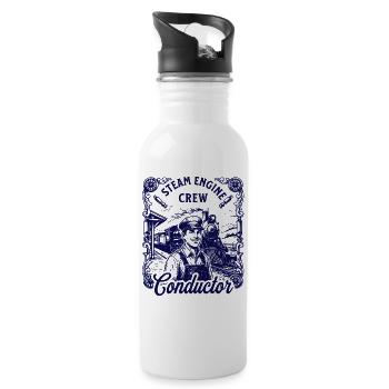Motif de locomotive à vapeur nostalgique - Gourde avec paille intégrée - blanc - Droite