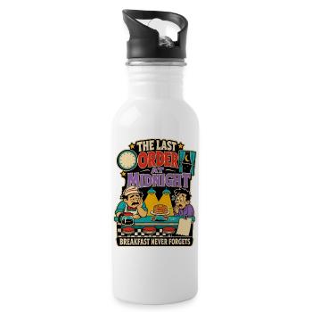 Letzte Bestellung um Mitternacht – Diner Humor - Trinkflasche mit integriertem Trinkhalm - Weiß - Rechts