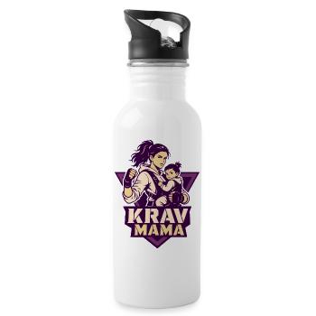 Krav Mama Kriegermama - Trinkflasche mit integriertem Trinkhalm - Weiß - Rechts