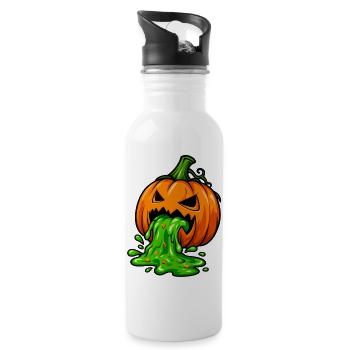 Giftiger Halloween Kürbis - Trinkflasche mit integriertem Trinkhalm - Weiß - Rechts