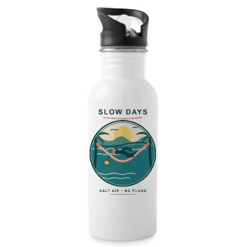 Slow Days Strandhammock Signet - Trinkflasche mit integriertem Trinkhalm - Weiß - Rechts