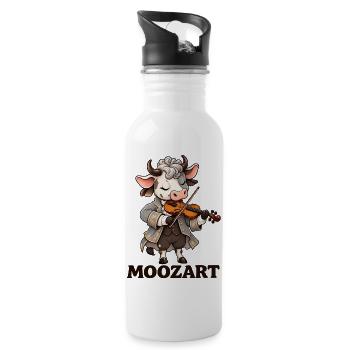 Cute Cow Mozart Wortspiel Klassische Musik Geiger Kunst - Trinkflasche mit integriertem Trinkhalm - Weiß - Rechts