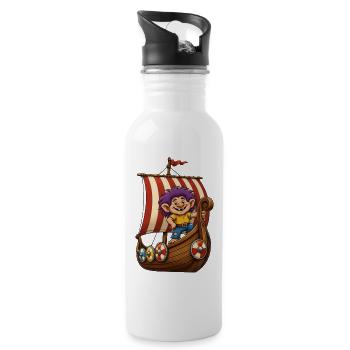 EG I Boot I Norwegen I Viking I Troll Segelschiff - Trinkflasche mit integriertem Trinkhalm - Weiß - Rechts
