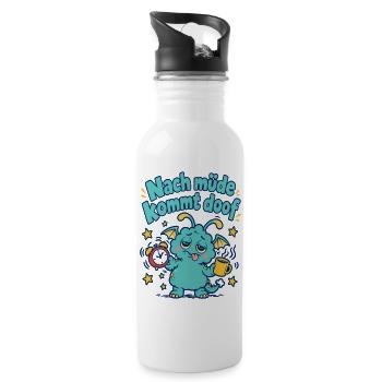 Nach müde kommt doof. Kleines Monster - Trinkflasche mit integriertem Trinkhalm - Weiß - Rechts