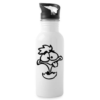 mad_chicken Küken Huhn - Trinkflasche mit integriertem Trinkhalm - Weiß - Rechts
