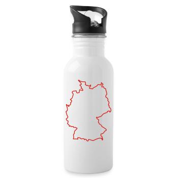 Deutschland Umriss / Germany contour (1c) - Trinkflasche mit integriertem Trinkhalm - Weiß - Rechts