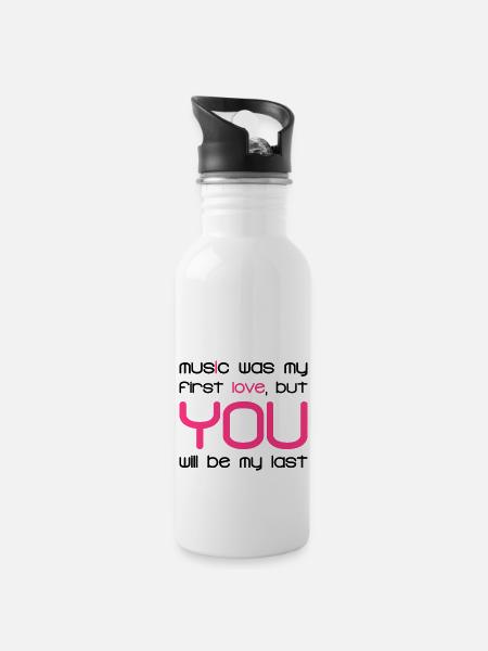 Music Was my First Love 2C - Water bottle with straw - white
