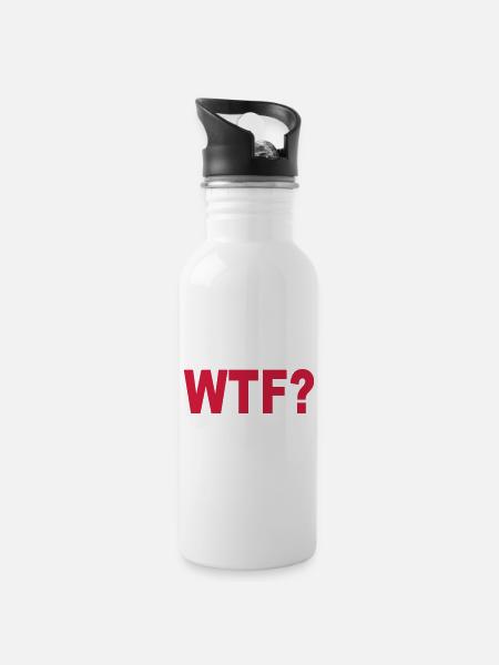 WTF? - Trinkflasche mit integriertem Trinkhalm - Weiß
