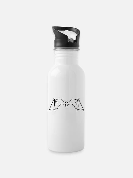 batwings_onecolor - Water bottle with straw - white