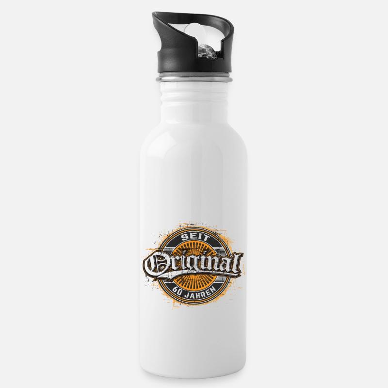 Geburtstag Original II seit 60 Jahren - Trinkflasche mit integriertem Trinkhalm - Weiß