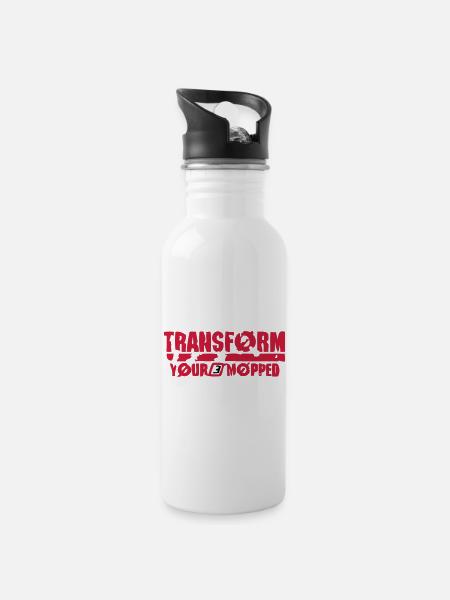 Transform / Retro - Trinkflasche mit integriertem Trinkhalm - Weiß