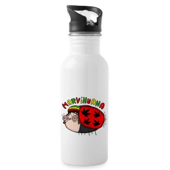 Marvihuana - Trinkflasche mit integriertem Trinkhalm - Weiß - Rechts