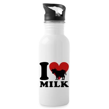 I love Milk - Trinkflasche mit integriertem Trinkhalm - Weiß - Rechts