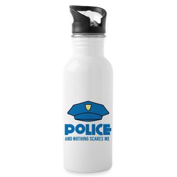 Police: Police And Nothing Scares Me - Water bottle with straw - white - Right