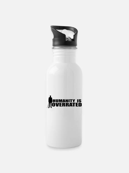 Dr. House Hummanity is overrated Hoodie white, - Trinkflasche mit integriertem Trinkhalm - Weiß
