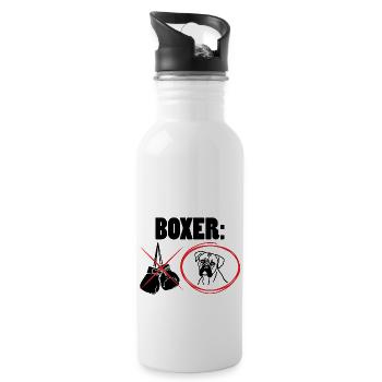 Dog / Boxer: Boxer - Water bottle with straw - white - Right