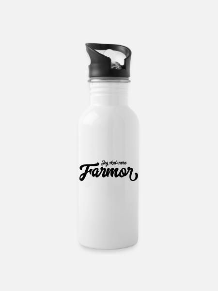 Farmor - Water bottle with straw - white