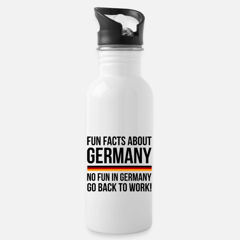 Germany Fun Facts - Trinkflasche mit integriertem Trinkhalm - Weiß