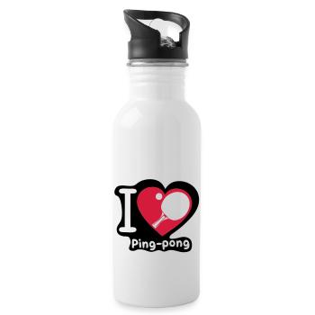 Liebe Herz Herzen Pingpong tennistable3 - Trinkflasche mit integriertem Trinkhalm - Weiß - Rechts