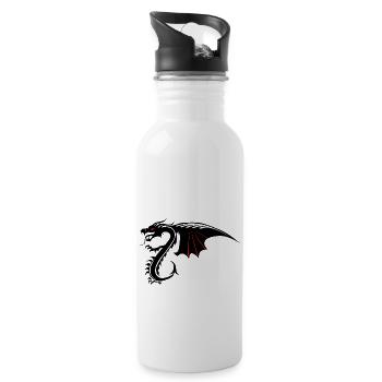 dragon tribal tattoo shape 200410 x - Water bottle with straw - white - Right