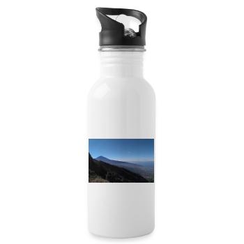 View on volcano Telde, Tenerife - Water bottle with straw - white - Right