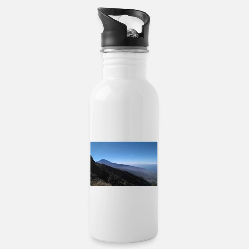 Blick auf Vulkan Telde, Teneriffa - Trinkflasche mit integriertem Trinkhalm - Weiß