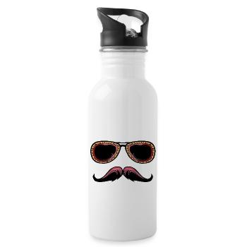 lunette de soleil mexicaine moustache hipster 2804 - Gourde avec paille intégrée - blanc - Droite