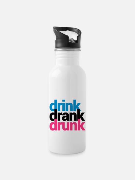 drink drank drunk - Trinkflasche mit integriertem Trinkhalm - Weiß