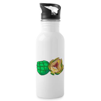 Artichokes Medicinal Plants - Water bottle with straw - white - Right