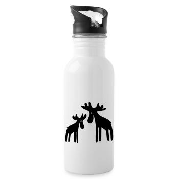 Rentier - Trinkflasche mit integriertem Trinkhalm - Weiß - Rechts